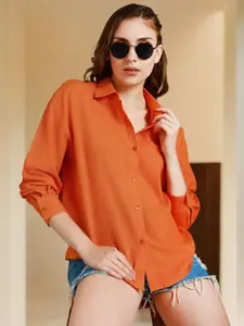 High Star Classic Boxy Spread Collar Long Sleeves Cotton Casual Shirt