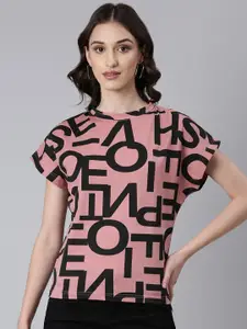 SHOWOFF Typography Printed Extended Sleeves Boxy T-shirt