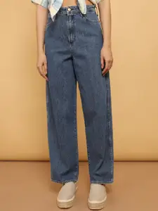 Wrangler Women Wide Leg High-Rise Clean Look Cotton Jeans