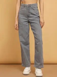 Wrangler Women Wide Leg High-Rise Clean Look Light Fade Cotton Jeans
