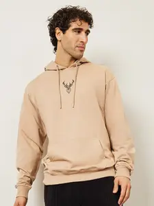 Styli Relaxed Fit  Animal Printed Long Sleeves Fleece Hood Pullover Sweatshirt