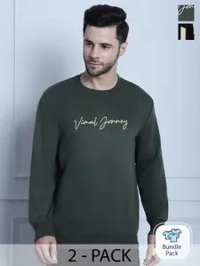VIMAL JONNEY Pack Of 2 Typography Printed Sweatshirts
