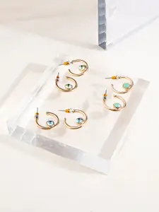 Accessorize Set Of 3 Stone Studded Circle Gem Hoops Earrings