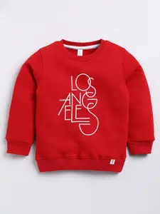 Ginie Boys Typography Printed Round Neck Pullover Sweatshirt