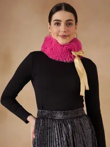 InWeave Women Pink Self Design Acrylic Scarf