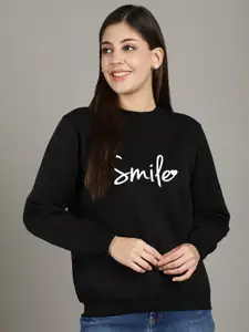 Jinfo Typography Printed Pullover Fleece Sweatshirt