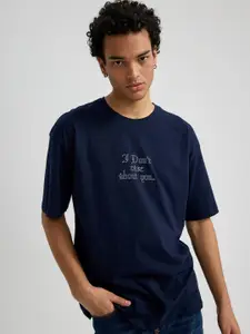 DeFacto Men Typography Printed Pure Cotton T-shirt