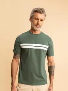 DeFacto Round Neck Striped Pure Cotton T-shirt