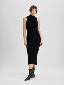 DeFacto Self Design High Bodycon Midi Dress