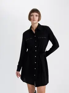 DeFacto Cuffed Sleeves Shirt Mini Dress