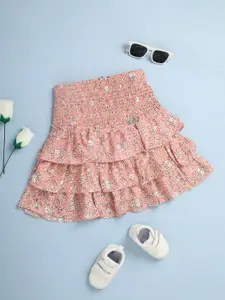 V-Mart Girls Floral Printed Tiered Georgette Mini Skirt