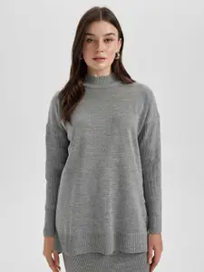 DeFacto Ribbed Longline Pullover Sweater