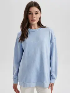 DeFacto Typography Printed Pullover Sweatshirt