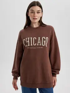 DeFacto Typography Printed Cotton Pullover Sweatshirt