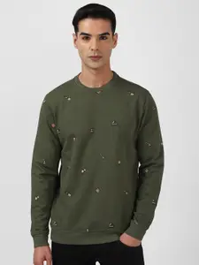 VAN HEUSEN DENIM LABS Conversational Printed Crew Neck Pullover Sweatshirt