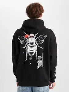 DeFacto Graphic Printed Hooded Pullover