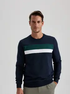 DeFacto Colourblocked Ribbed Cotton Pullover Sweatshirt