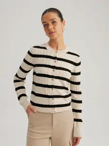 DeFacto Striped Cardigan Acrylic  Sweater