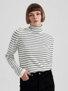 DeFacto Striped Turtle Neck Pullover Sweater
