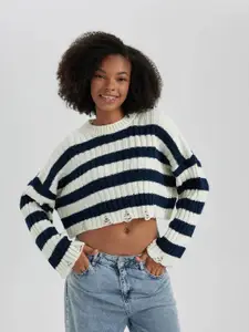 DeFacto Striped Crop Pullover Sweaters