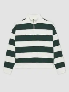 DeFacto Striped Mock Collar Long Sleeves Sweatshirt