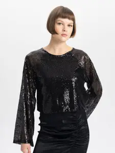 DeFacto Embellished Round Neck Flared Sleeves Top