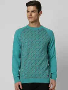 Peter England Casuals Abstract Printed Raglan Sleeve Pure Cotton Sweatshirt