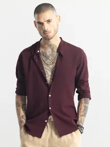 Snitch Textured Stand Collar Classic Opaque Casual Shirt