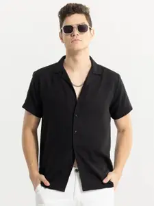 Snitch Black Classic Short Sleeves Casual Shirt