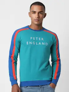Peter England Casuals Men Blue Printed Sweatshirt