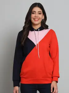 Funday Fashion Colourblocked Hooded Fleece Pullover Sweatshirt