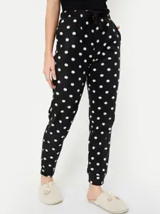 max Women Polka Dots Printed Mid Rise Lounge Pant