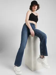 ONLY Women Flared High-Rise Clean Look Light Fade Stretchable Jeans