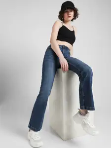 ONLY Women Flared High-Rise Clean Look Light Fade Stretchable Jeans