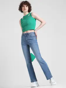 ONLY Women Flared High-Rise Clean Look Heavy Fade Stretchable Jeans