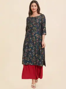 Maybell Notched Neck Floral Printed A-line Kurta