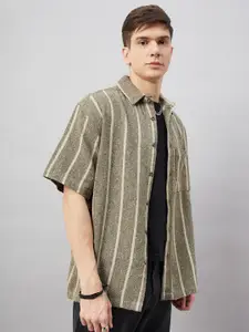 CHIMPAAANZEE Vertical Stripes Oversized Casual Shirt