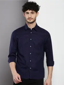 Calvin Klein Spread Collar Linen Casual Shirt