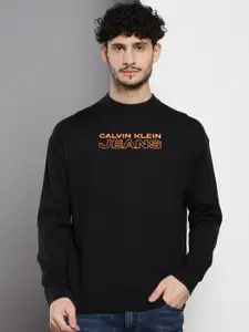 Calvin Klein Jeans Typography Printed Round Neck Cotton Pullover Sweater