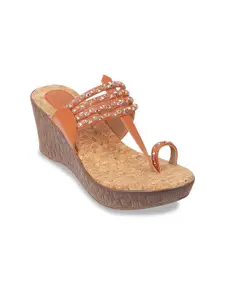 Metro Braided Strap One Toe Wedge Heels