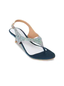 Metro Embellished Party Kitten Heels With Buckle Detail