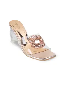 Metro Embellished Open Toe Block Heels