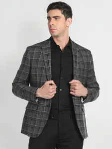 Arrow Checked Notched Lapel Collar Single-Breasted Formal Blazer