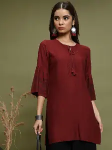 Vishudh Tie-Up Neck Bell Sleeves Straight Kurta