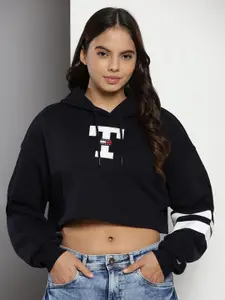 Tommy Hilfiger Typography Printed Hooded Pullover Sweatshirt