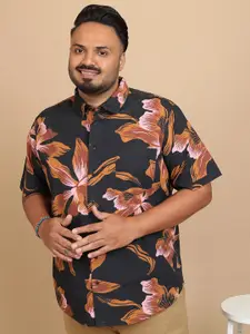 HIGHLANDER Plus Size Floral Printed Cotton Casual Shirt
