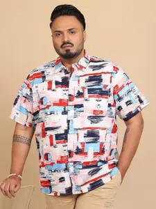 HIGHLANDER Plus Size Abstract Printed Regular Fit Cotton Casual Shirt