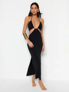 Trendyol Halter Neck Cut-Out Detailed Sheath Midi Dress