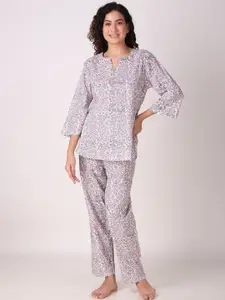 Masha Floral Printed Pure Cotton Night Suit