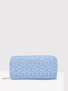 Caprese Women Blue Leather Two Fold Wallet